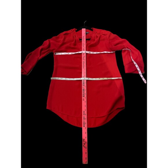 5/$15 Express Red Blouse with very small, dainty, dark grey buttons. Size XS - Picture 3 of 4